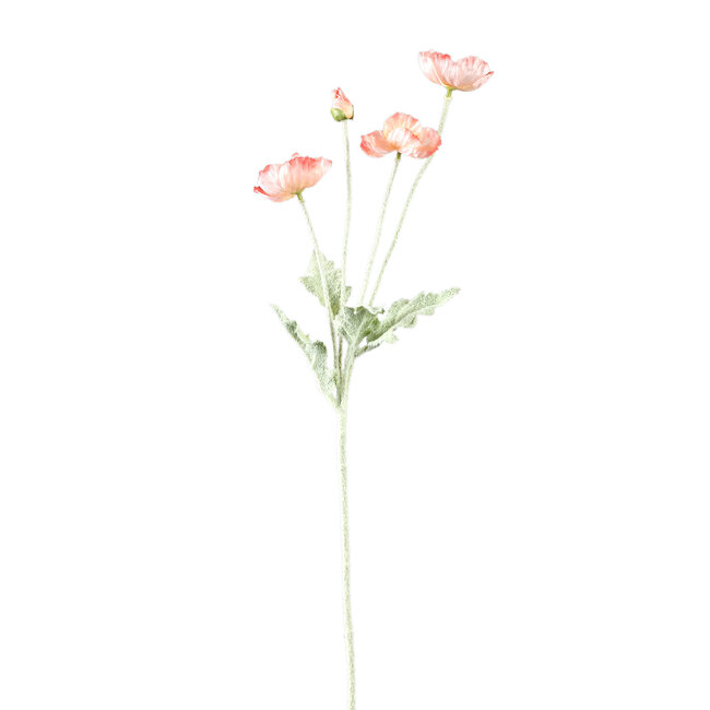 Poppy Flower Light Pink spray with 3 flowers