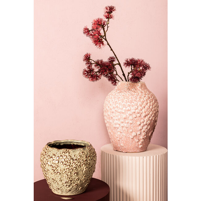 Avis PInk ceramic pot round shaped scales high L