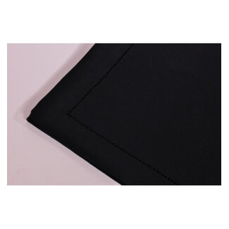Servet black polyvis with hemstitch