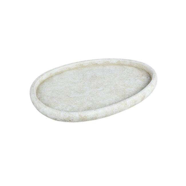 Seon white cement egg shaped plate l
