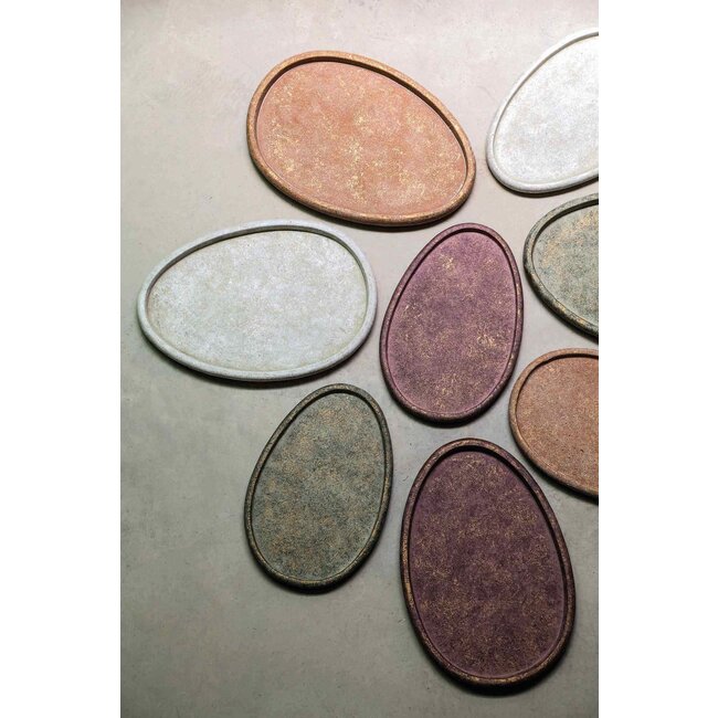 Seon white cement egg shaped plate l