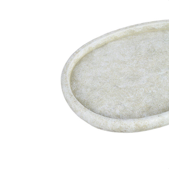 Seon white cement egg shaped plate l