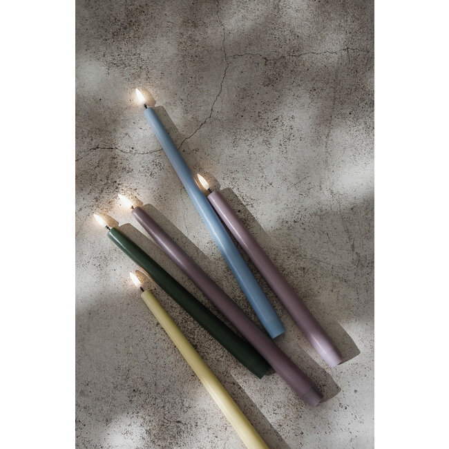 LED slim taper candle, hazy blue smooth 2pack 2,3X32 cm