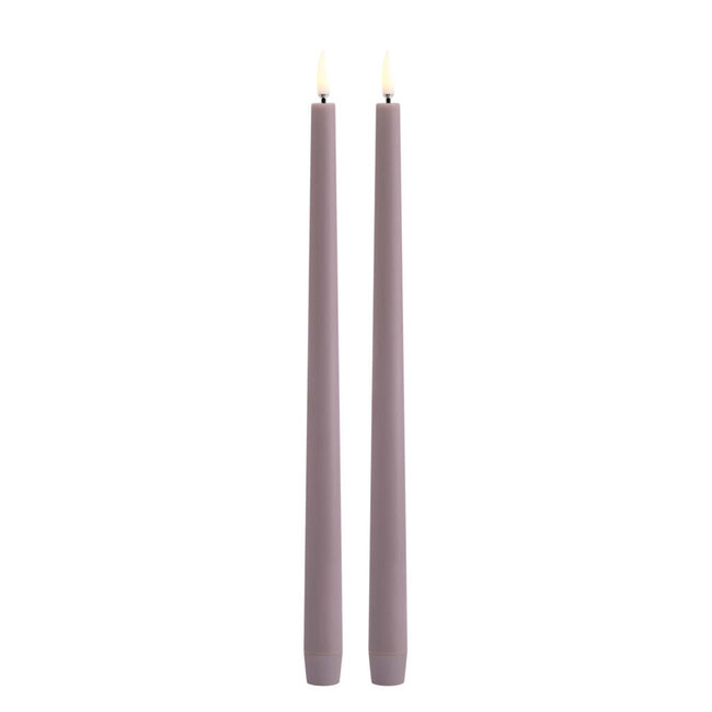 LED slim taper candle, light lavender smooth 2pack, 2,3X32  cm