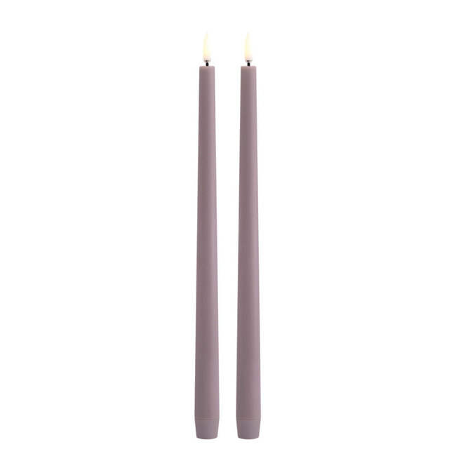 UYUNI LED slim taper candle, light lavender smooth 2pack, 2,3X32  cm