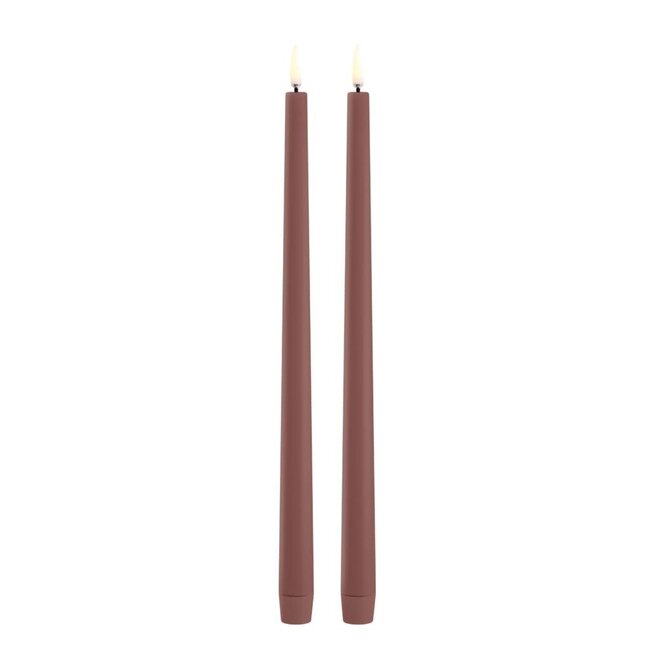 LED slim taper candle terracotta smooth 2pack 2,3X32 cm