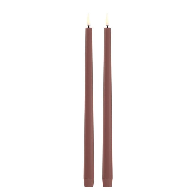 UYUNI LED slim taper candle terracotta smooth 2pack 2,3X32 cm