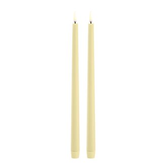 UYUNI LED slim taper candle wheat yellow smooth 2 PACK 2,3X32 cm