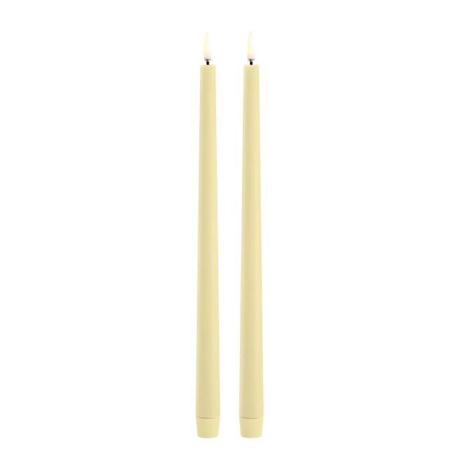 LED slim taper candle wheat yellow smooth 2 PACK 2,3X32 cm