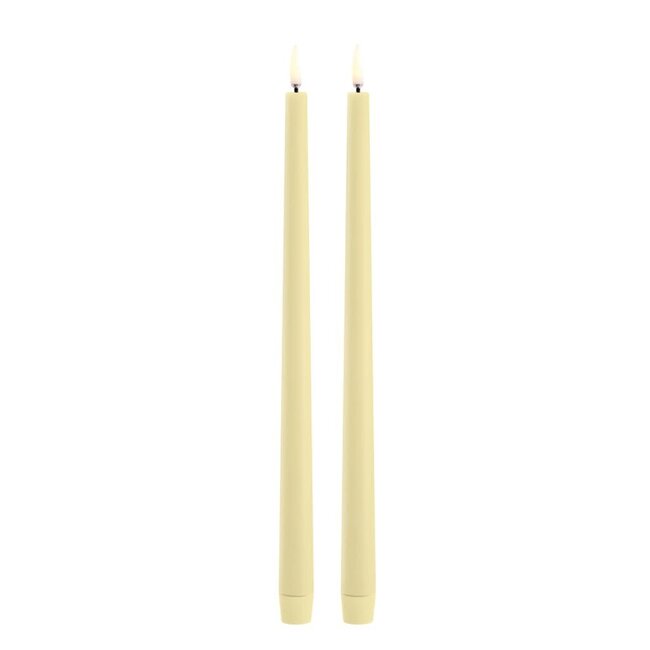 UYUNI LED slim taper candle wheat yellow smooth 2 PACK 2,3X32 cm