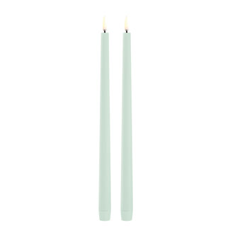 UYUNI LED slim taper candle dusty green smooth 2 pack 2,3x32