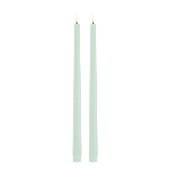 LED slim taper candle dusty green smooth 2 pack 2,3x32