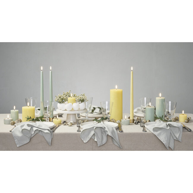 LED slim taper candle dusty green smooth 2 pack 2,3x32