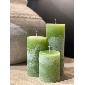 Dekocandle cylinder kaars leaf green dia 7x15