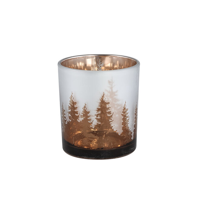 Claire bornze glass tealight round trees S