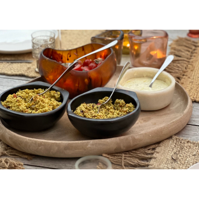 Organische kom bruin hars 20x17xH12 cm