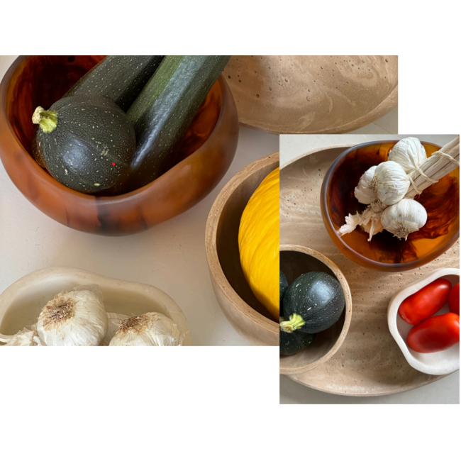 Organische kom bruin hars 20x17xH12 cm