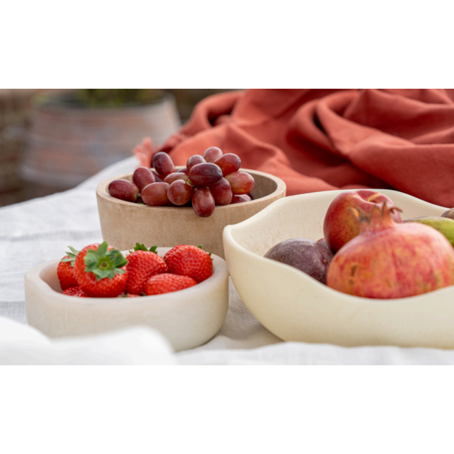 Kom travertine look dia 18 xH9 cm