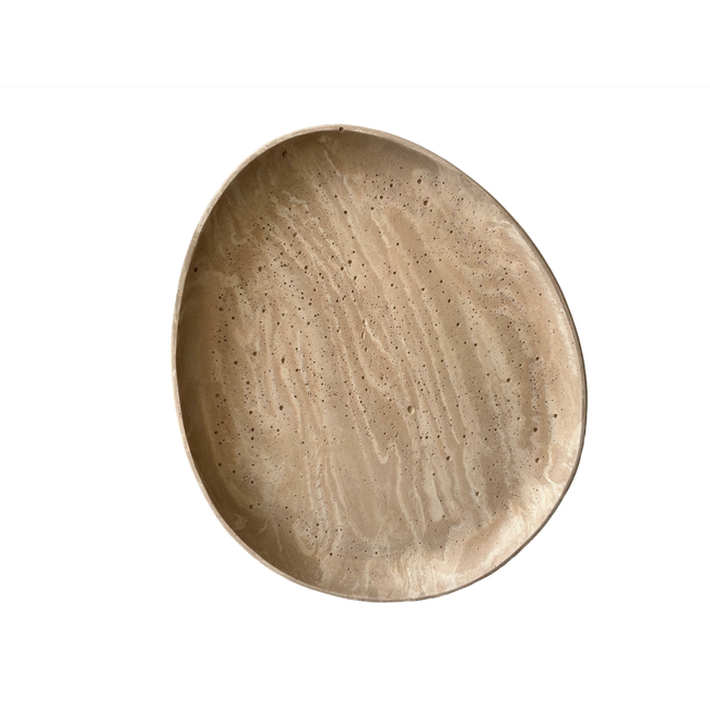 Ovalen dienblad travertine look