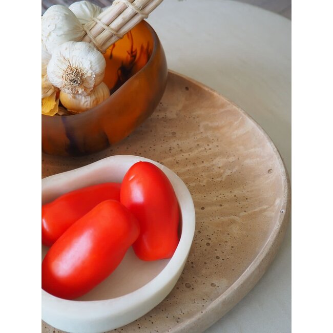 Ovalen dienblad travertine look