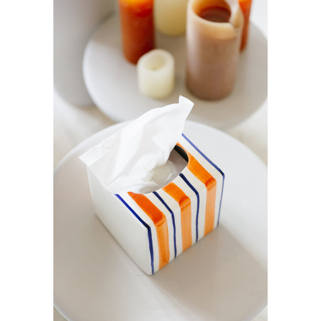 Tissue box oranges stripes