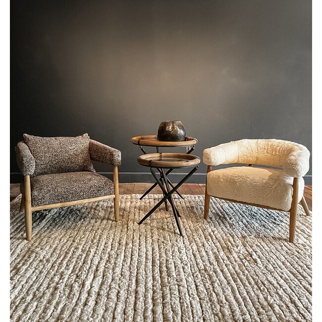 Chair oaken faux wool natural wool