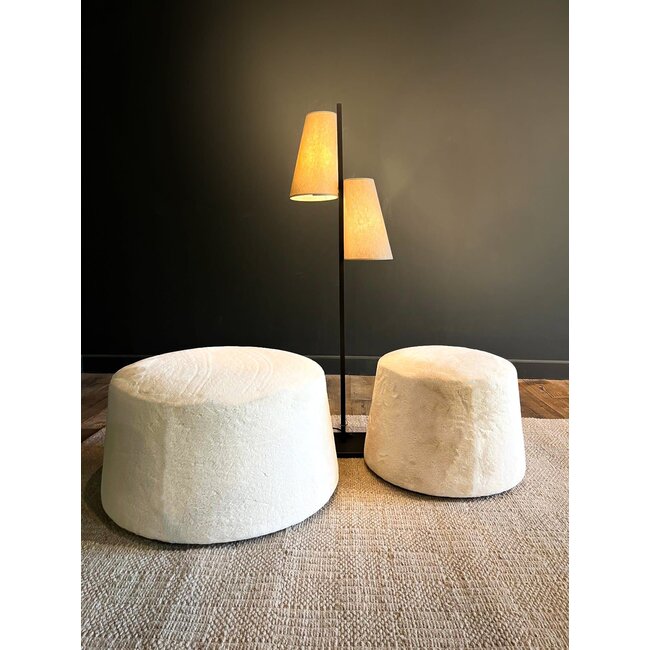 Pouf with faux sheepwool