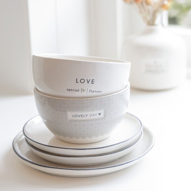 Bowl white / little mosaic 13x7 cm