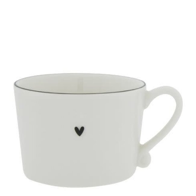 Cup white with black edge 10x8 x7 cm