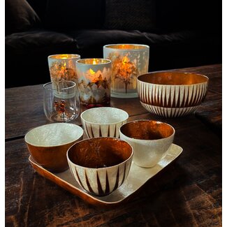 JF The Reborn Home apero tray with 4 bowls shell jacinta brown