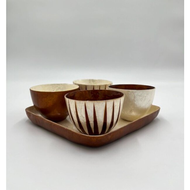 apero tray with 4 bowls shell jacinta brown