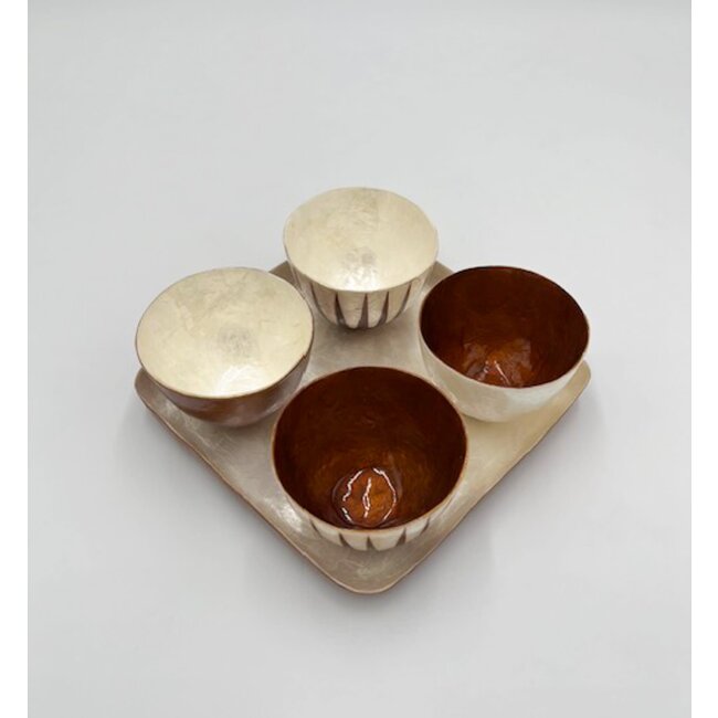 apero tray with 4 bowls shell jacinta brown