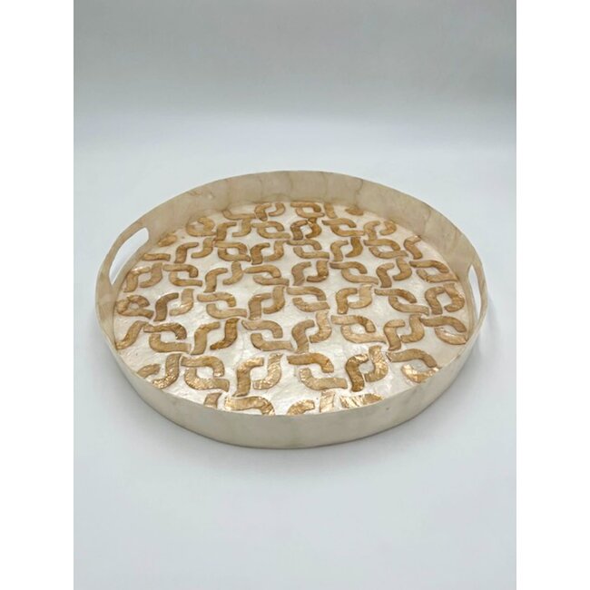 Round tray shell 40 cm abaca rope design