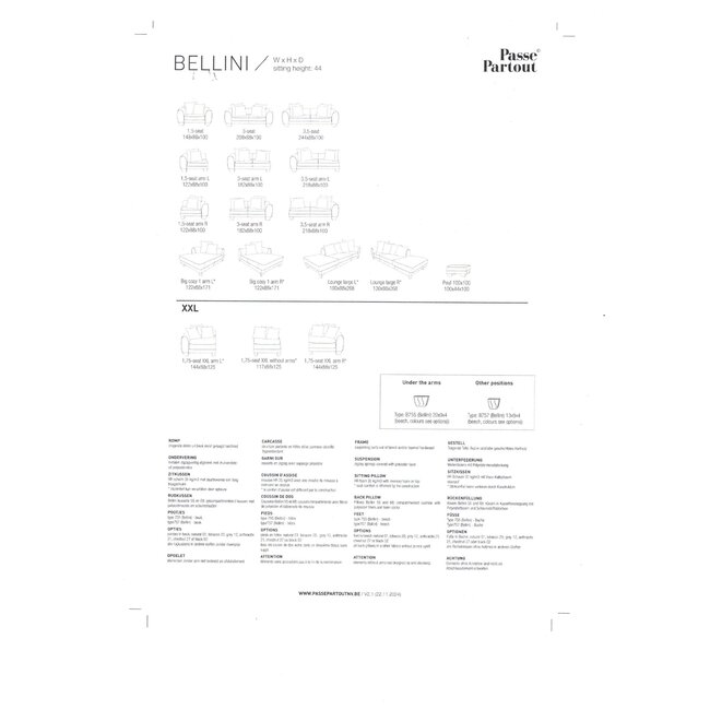 bellini 3.5 seater stof LSE1782  flax merengue