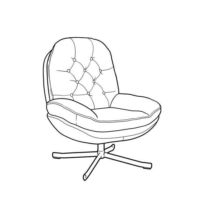 chair low arm metal leg beige with buttons