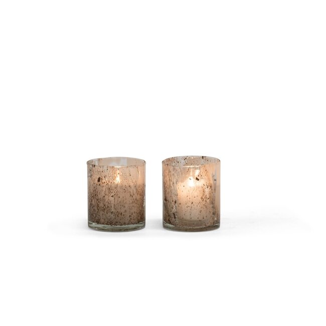 Tlightholder spotted peach dia 8x9 cm