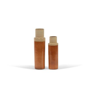 Dekocandle Vaas Brown to beige glazed terracotta dia 14x50cm