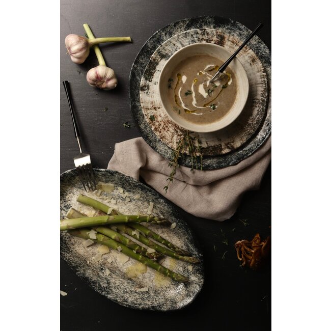 Kaylaa mix porcelain dinner plate brown round s