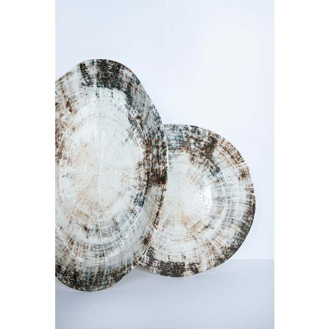 Kaylaa mix porcelain dinner plate brown round s