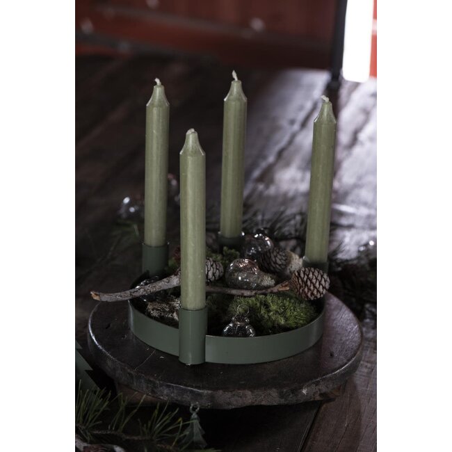 Dinner candle moss greenrustic dia 2,2 H18 cm