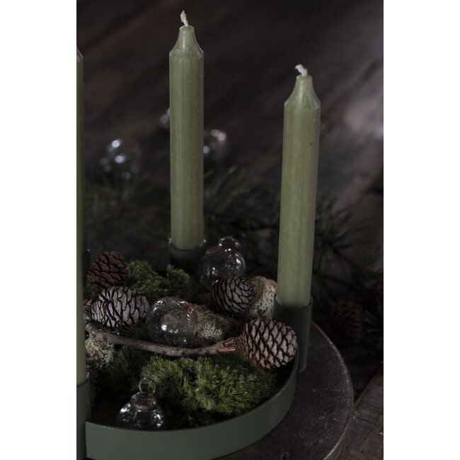 Dinner candle moss greenrustic dia 2,2 H18 cm