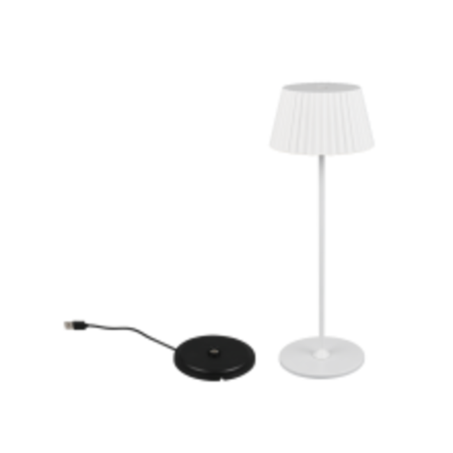 Tafellamp/ Batterijlamp Suarez wit  incl 1x led SMD 1,Watt 3000K, 200 lm