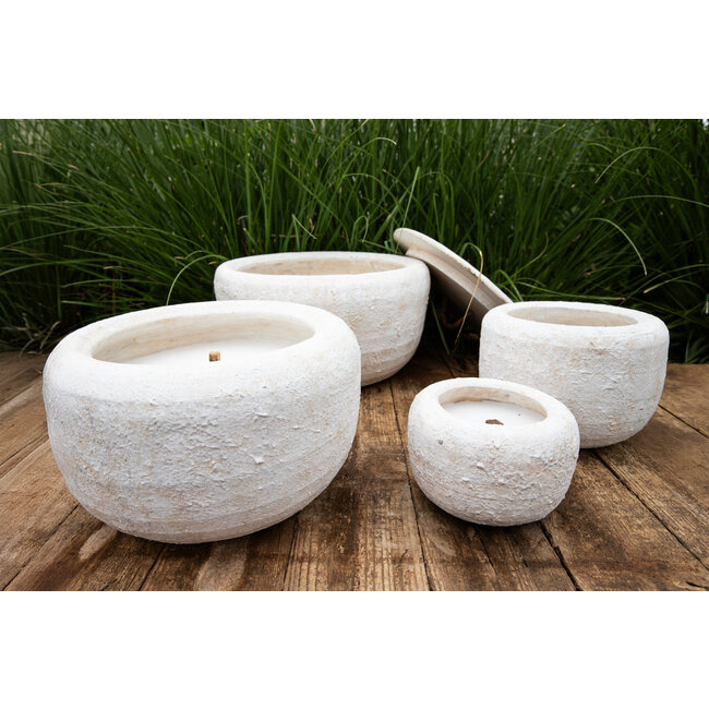 gabor cream cement outdoor candle with lid XL