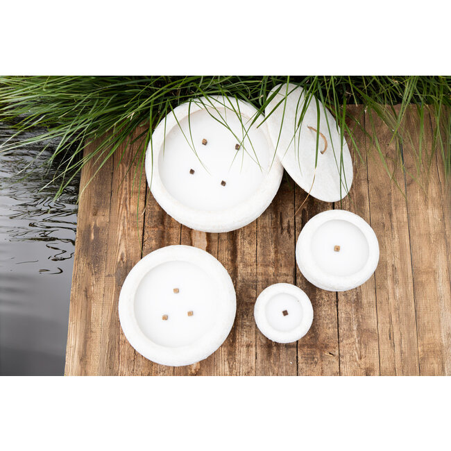 gabor cream cement outdoor candle with lid XL