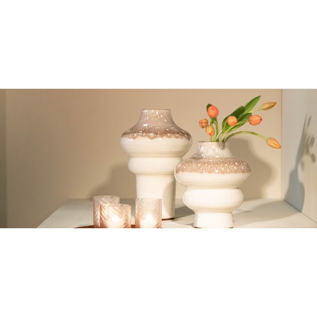 Vase organic white cream small H 27