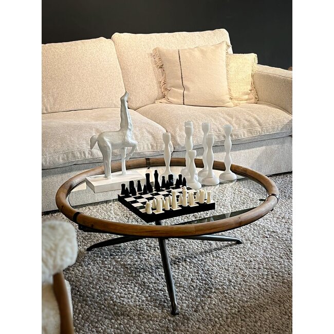 candle holder glass opac white D8.5 H 26 cm