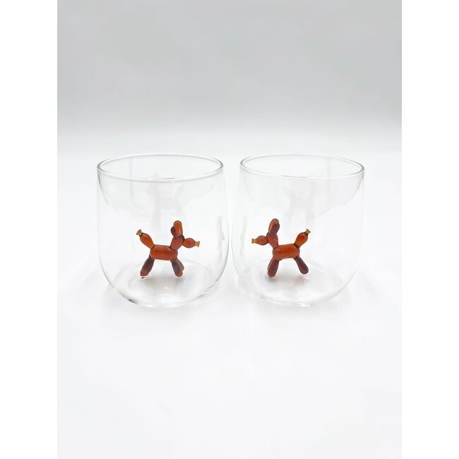 Waterglass 3D balloon dog brown