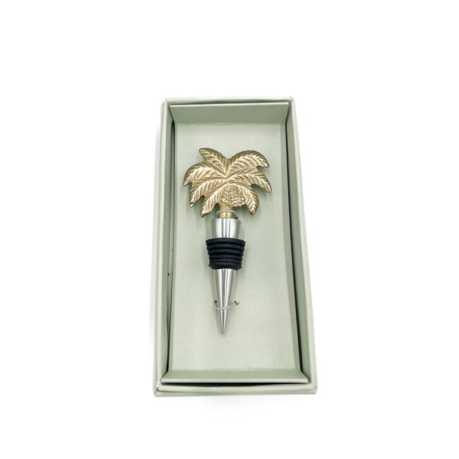 bottle stopper palmtree matt brass