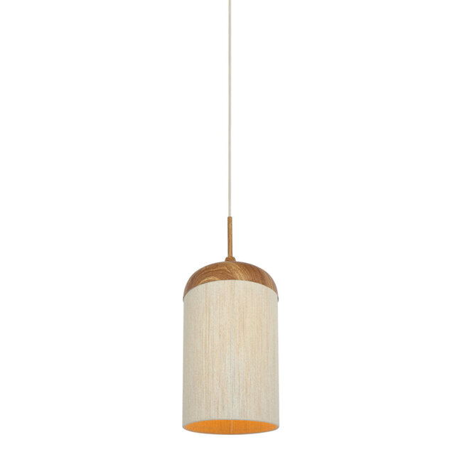 hanglamp hout print naturel +touw crème dia 27.5x52 cm