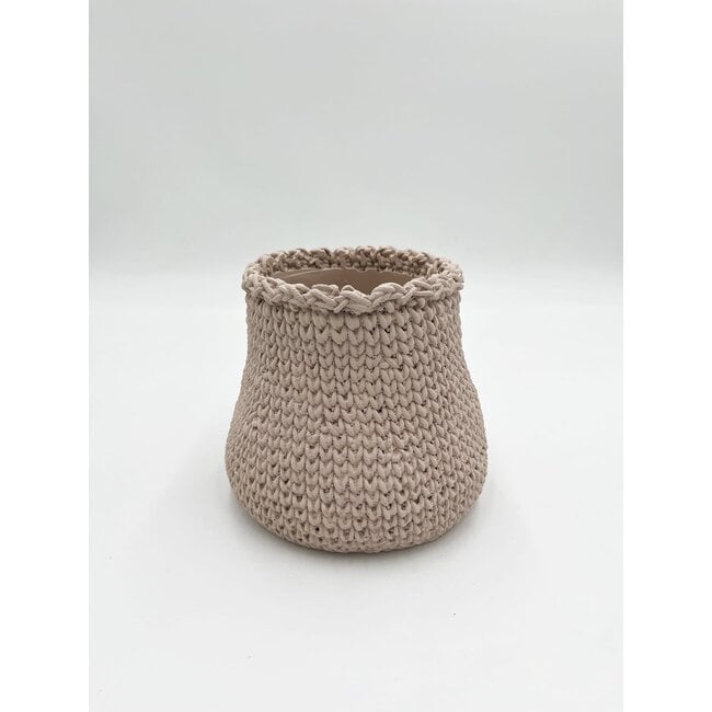 bloempot round chrochet cream D20.6 H17,5 keramiek